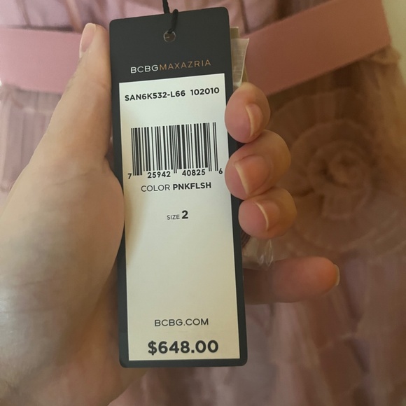 BCBG Floral Organza Bustier Party Mini Dress in Nude Pink - Picture 4 of 4